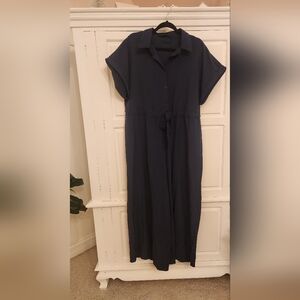 Navy Button Up Romper
